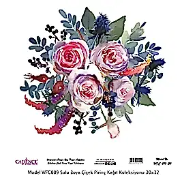 Model WFC010 Sulu Boya Çiçek Pirinç Kağıt Koleksiyonu 30x32