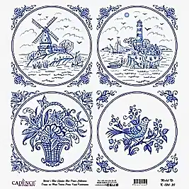 Model K024 Dünya'nın Mavi Tonları Pirinç Kağıt Dekopaj 60x62