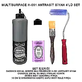 500ML H:091 ANTRASİT SİYAH HYBRİD + 250ML PARLAK VERNİK 4'LÜ SET