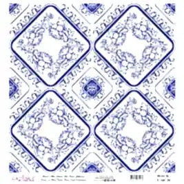 Model K041 Dünya'nın Mavi Tonları Pirinç Kağıt Dekopaj 30x32