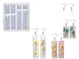 8'li Dikdörgen Küpe Epoksi Reçine Kalıbı EPK415