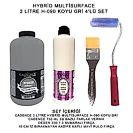 CADENCE 2 LİTRE HYBRİD H:90 KOYU GRİ + 750 ML PARLAK VERNİK SET-9
