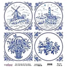 Model K024 Dünya'nın Mavi Tonları Pirinç Kağıt Dekopaj 90x92