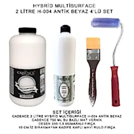 CADENCE 2 LİTRE HYBRİD H:04 ANTİK BEYAZ + 750 ML MAT VERNİK SET-4