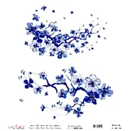 Model K014 Dünya'nın Mavi Tonları Pirinç Kağıt Dekopaj 30x32