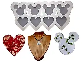 8'li Mickey Mouse ve Kalp Kolye Epoksi Reçine Kalıbı EPK726