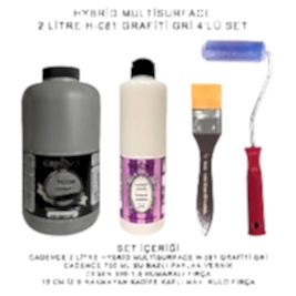 CADENCE 2 LİTRE HYBRİD H:81 GRAFİTİ GRİ + 750 ML PARLAK VERNİK SET-8