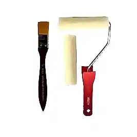 10 CM KADİFE RULO (MOHER) FIRÇA + 350-1 İPEK FIRÇA SETİ