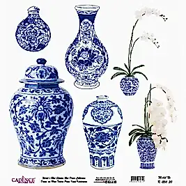 Model K054 Dünya'nın Mavi Tonları Pirinç Kağıt Dekopaj 30x32