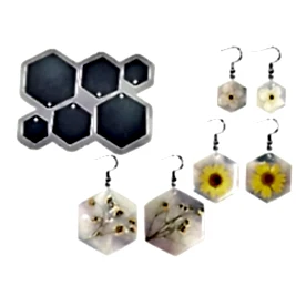 6'lı Altıgen Küpe Epoksi Reçine Kalıbı EPK-417